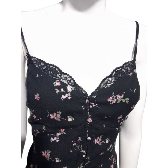 Y2k Arizona Jean Co Babydoll Womens Medium Black Floral Lace Whimsigoth Cami Top - Picture 8 of 14